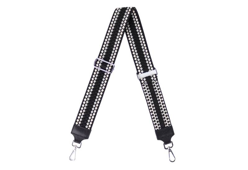 MIRROSI Schulterriemen Made in Italy aus Echtleder Schultergurt für Tasche zum Wechseln (Schwarz, Karabiner in silberner Farbe, 1x Taschengurt) 5cm Breit Bohemian Style von MIRROSI