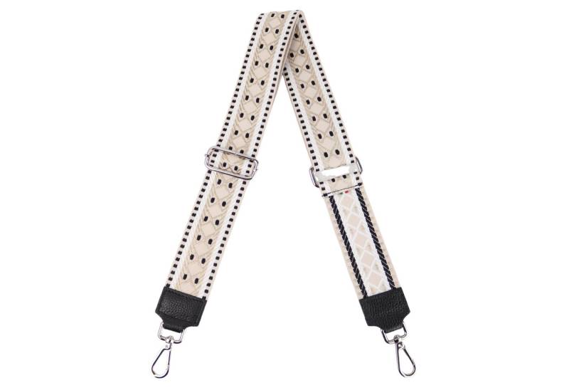 MIRROSI Schulterriemen Made in Italy aus Echtleder Schultergurt für Tasche zum Wechseln (Schwarz, Karabiner in silberner Farbe, 1x Taschengurt) 5cm Breit Bohemian Style von MIRROSI