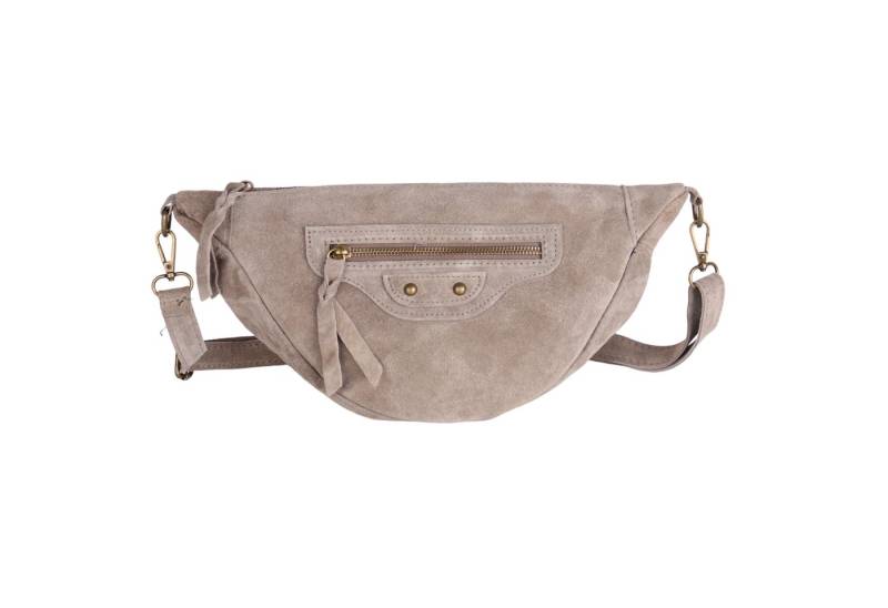 MIRROSI Schultertasche Damen Runde Umhängetasche aus Wildleder MADE IN ITALY (Tasche,Bauchtasche für jeden Anlass, 35x18x9cm), Crossbody Bag, verstellbaren Schulterriemen von MIRROSI