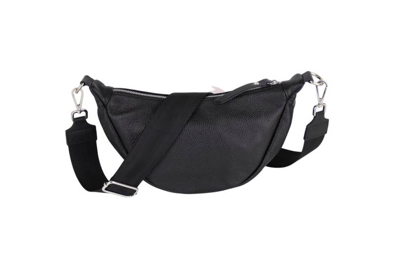 MIRROSI Schultertasche Damen Runde aus Echtleder, Made in Italy, Brusttasche,Umhängetasche (Tasche,Bauchtasche für jeden Anlass (1 Tasche & 2 Gurte), 33x17x10cm (BXHXT), Crossbody Bag, gemusterten& verstellbaren Schulterriemen von MIRROSI