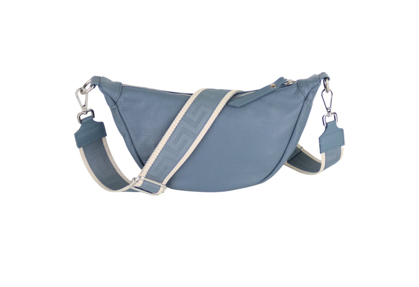 MIRROSI Schultertasche Damen Runde aus Echtleder, Made in Italy, Brusttasche,Umhängetasche (Tasche,Bauchtasche für jeden Anlass (1 Tasche & 2 Gurte), 33x17x10cm (BXHXT), Crossbody Bag, gemusterten& verstellbaren Schulterriemen von MIRROSI