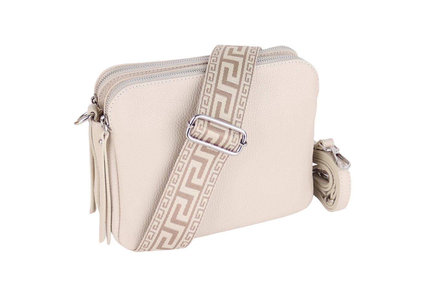 MIRROSI Schultertasche aus Echtleder, hergestellt in Italien, mit 2 Riemen (ca.24x18x9cm), Umhängetasche, Crossbody Bag, verstellbaren Schulterriemen von MIRROSI