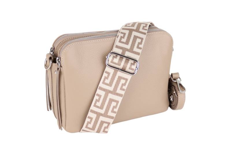 MIRROSI Schultertasche aus Echtleder, hergestellt in Italien, mit 2 Riemen (ca.24x18x9cm), Umhängetasche, Crossbody Bag, verstellbaren Schulterriemen von MIRROSI