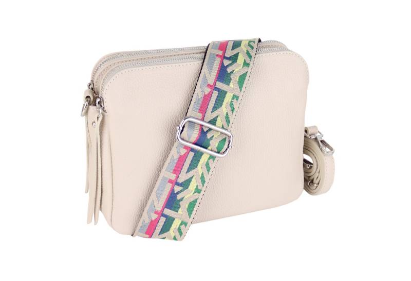 MIRROSI Schultertasche aus Echtleder, hergestellt in Italien, mit 2 Riemen (ca.24x18x9cm), Umhängetasche, Crossbody Bag, verstellbaren Schulterriemen von MIRROSI