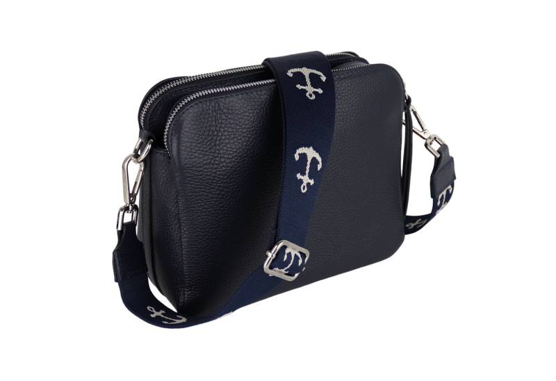 MIRROSI Schultertasche aus Echtleder, hergestellt in Italien, mit 2 Riemen (ca.24x18x9cm), Umhängetasche, Crossbody Bag, verstellbaren Schulterriemen von MIRROSI