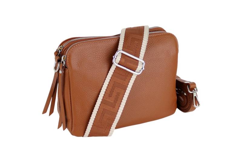 MIRROSI Schultertasche aus Echtleder, hergestellt in Italien, mit 2 Riemen (ca.24x18x9cm), Umhängetasche, Crossbody Bag, verstellbaren Schulterriemen von MIRROSI
