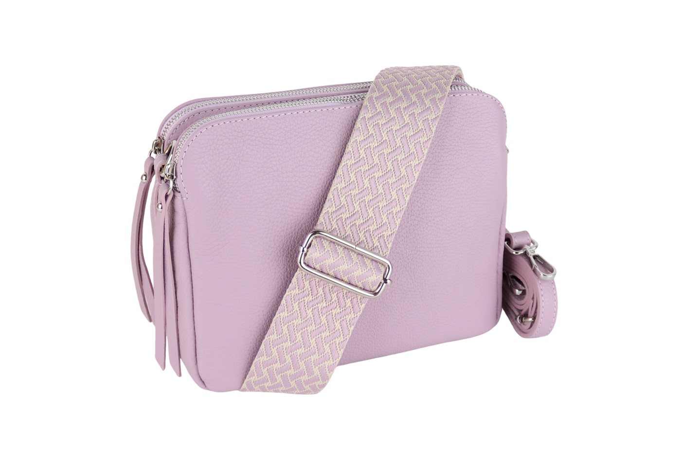 MIRROSI Schultertasche aus Echtleder, hergestellt in Italien, mit 2 Riemen (ca.24x18x9cm), Umhängetasche, Crossbody Bag, verstellbaren Schulterriemen von MIRROSI