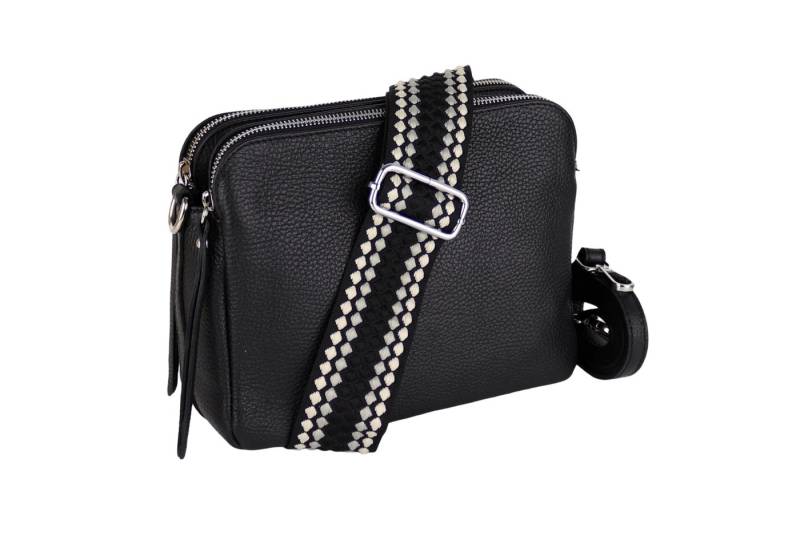 MIRROSI Schultertasche aus Echtleder, hergestellt in Italien, mit 2 Riemen (ca.24x18x9cm), Umhängetasche, Crossbody Bag, verstellbaren Schulterriemen von MIRROSI