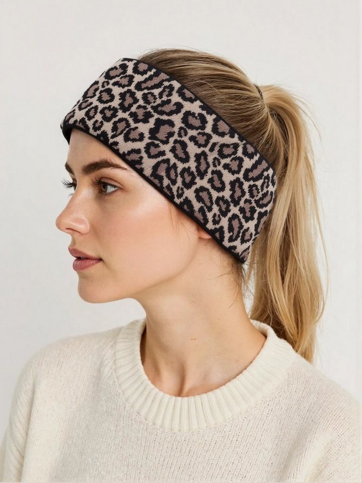 MIRROSI Stirnband Damen Strick Leo Muster, super Elastisch, Einheitsgröße in Leopard Look von MIRROSI