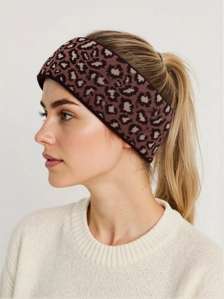 MIRROSI Stirnband Damen Strick Leo Muster, super Elastisch, Einheitsgröße in Leopard Look von MIRROSI