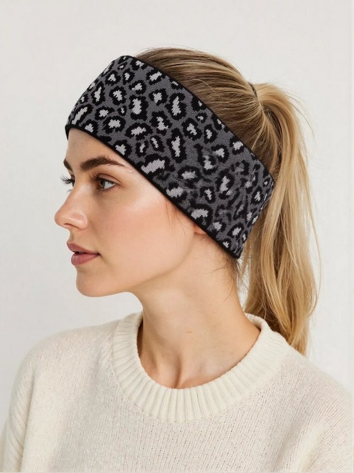 MIRROSI Stirnband Damen Strick Leo Muster, super Elastisch, Einheitsgröße in Leopard Look von MIRROSI