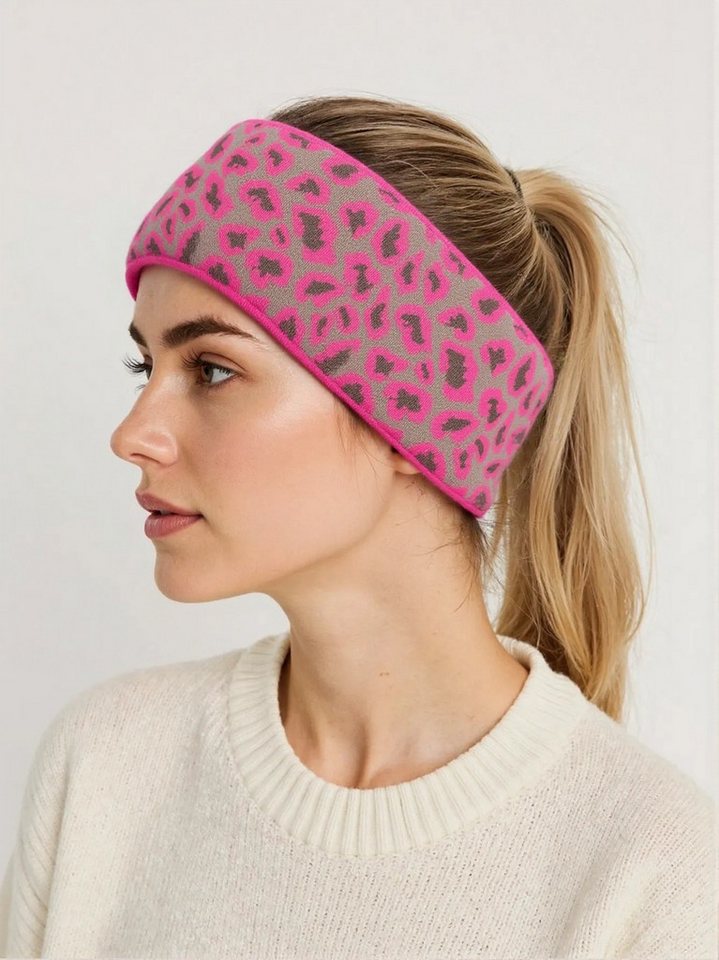 MIRROSI Stirnband Damen Strick Leo Muster, super Elastisch, Einheitsgröße in Leopard Look von MIRROSI