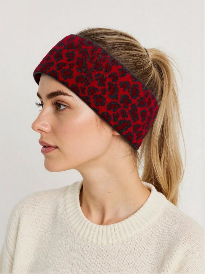 MIRROSI Stirnband Damen Strick Leo Muster, super Elastisch, Einheitsgröße in Leopard Look von MIRROSI