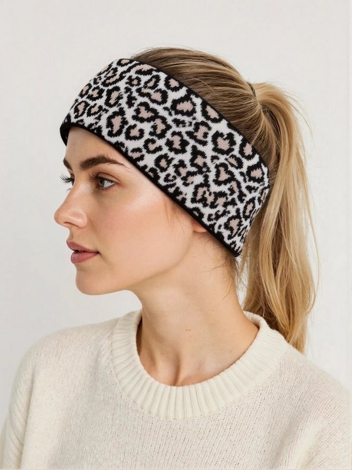 MIRROSI Stirnband Damen Strick Leo Muster, super Elastisch, Einheitsgröße in Leopard Look von MIRROSI
