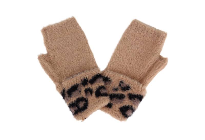 MIRROSI Strickhandschuhe Damen Fingerlosen Handschuhe Leo Muster (Einheitsgröße für Erwachsene) Leopard Muster von MIRROSI