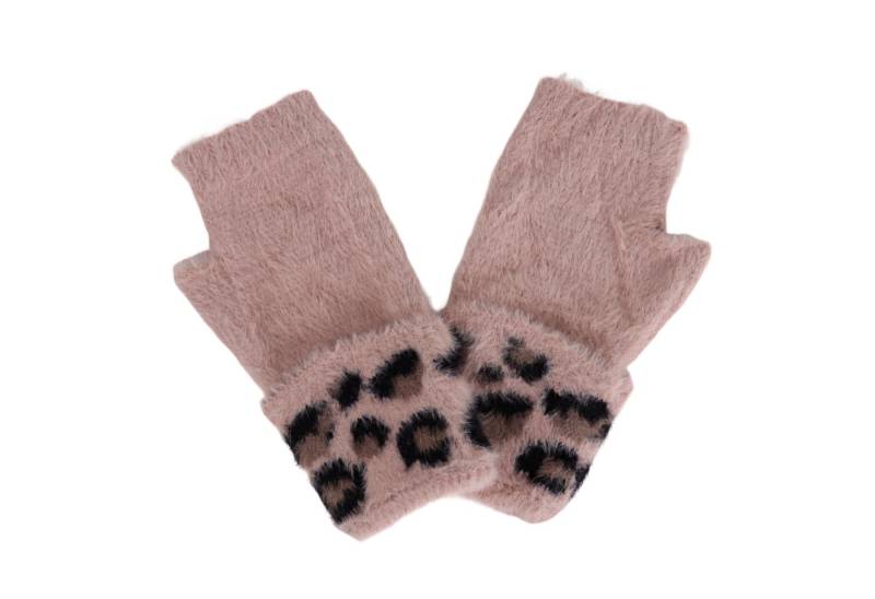 MIRROSI Strickhandschuhe Damen Fingerlosen Handschuhe Leo Muster (Einheitsgröße für Erwachsene) Leopard Muster von MIRROSI
