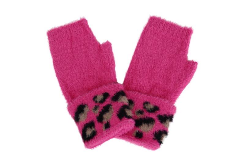 MIRROSI Strickhandschuhe Damen Fingerlosen Handschuhe Leo Muster (Einheitsgröße für Erwachsene) Leopard Muster von MIRROSI