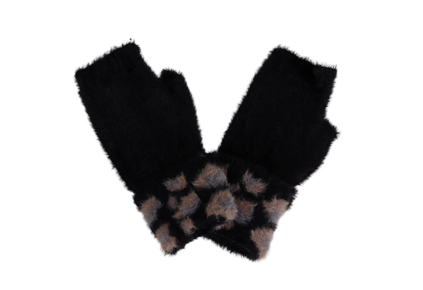 MIRROSI Strickhandschuhe Damen Fingerlosen Handschuhe Leo Muster (Einheitsgröße für Erwachsene) Leopard Muster von MIRROSI