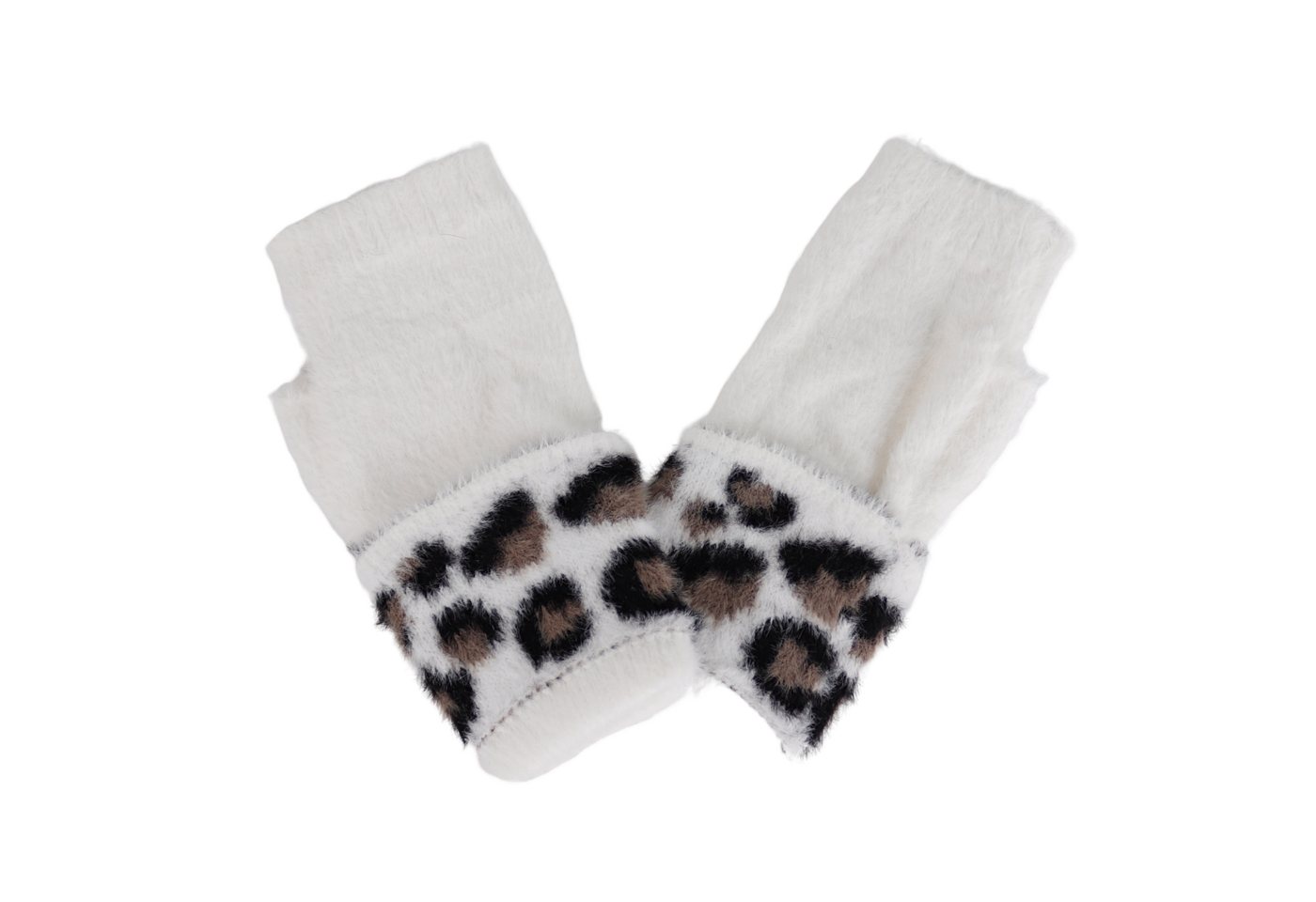 MIRROSI Strickhandschuhe Damen Fingerlosen Handschuhe Leo Muster (Einheitsgröße für Erwachsene) Leopard Muster von MIRROSI