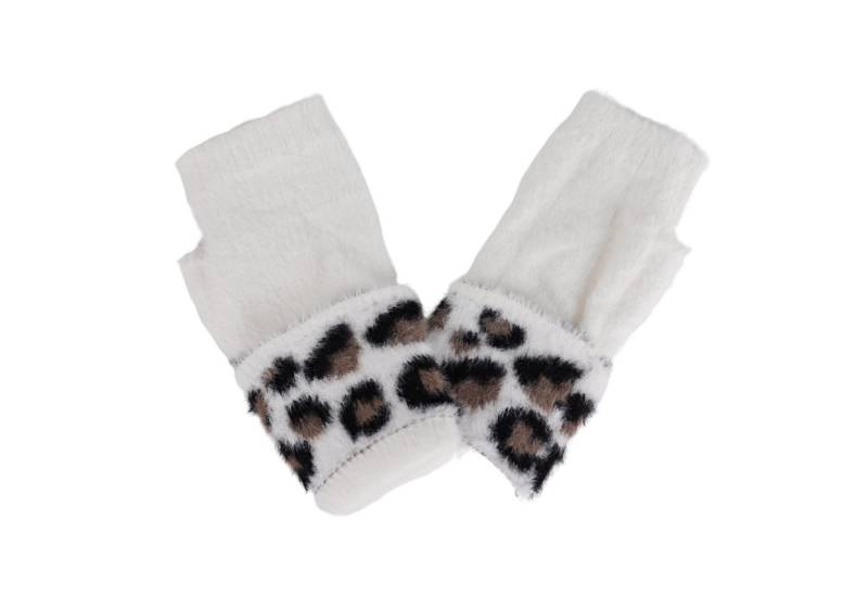 MIRROSI Strickhandschuhe Damen Fingerlosen Handschuhe Leo Muster (Einheitsgröße für Erwachsene) Leopard Muster von MIRROSI