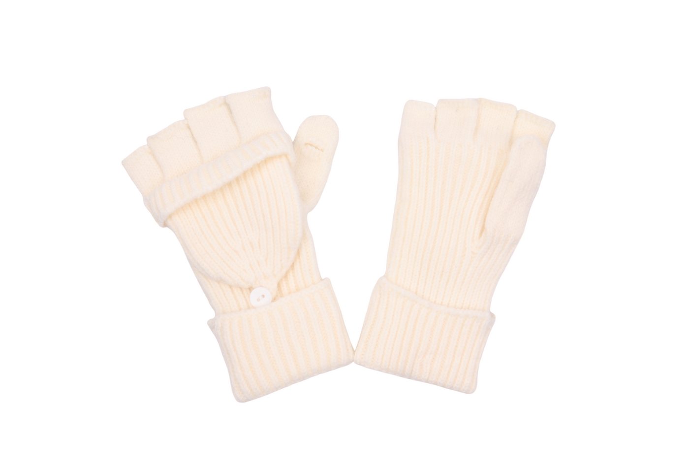 MIRROSI Strickhandschuhe Damen Handschuhe 2 in 1,Praktisches Klapp-Design mit Knopf (Einheitsgröße für Erwachsene) wahlweise fingerlos oder als Fausthandschuh tragbar von MIRROSI
