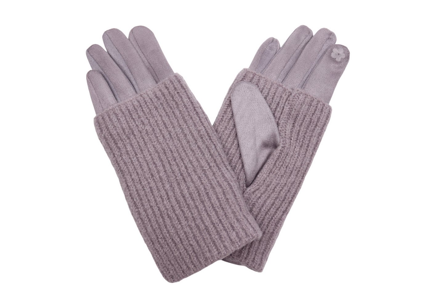 MIRROSI Strickhandschuhe Damen Handschuhe 2 in 1 mit abnehmbarer Strick Manschette (Einheitsgröße für Erwachsene) von MIRROSI