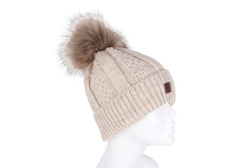 MIRROSI Strickmütze Damen Mütze Beanie ONESIZE mit Bommel, Warm Kuschelig (Hergestellt in Polen) Wintermützen Bequem Atmungsaktiv Kuschelweich von MIRROSI
