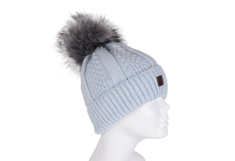 MIRROSI Strickmütze Damen Mütze Beanie ONESIZE mit Bommel, Warm Kuschelig (Hergestellt in Polen) Wintermützen Bequem Atmungsaktiv Kuschelweich von MIRROSI