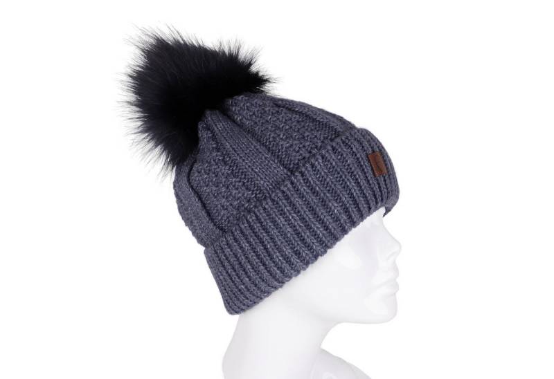 MIRROSI Strickmütze Damen Mütze Beanie ONESIZE mit Bommel, Warm Kuschelig (Hergestellt in Polen) Wintermützen Bequem Atmungsaktiv Kuschelweich von MIRROSI