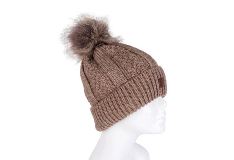 MIRROSI Strickmütze Damen Mütze Beanie ONESIZE mit Bommel, Warm Kuschelig (Hergestellt in Polen) Wintermützen Bequem Atmungsaktiv Kuschelweich von MIRROSI
