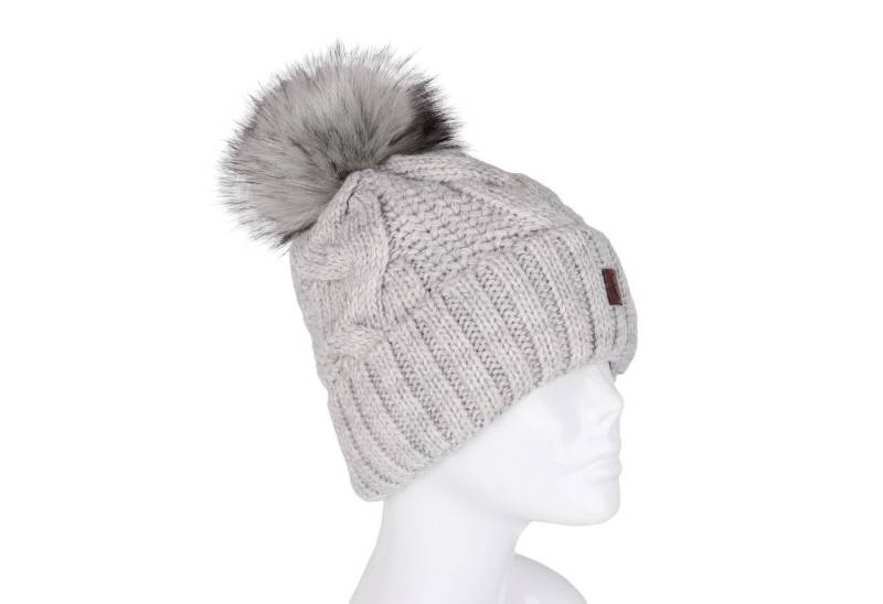 MIRROSI Strickmütze Damen Mütze Beanie ONESIZE mit Bommel, Warm Kuschelig (Hergestellt in Polen) Wintermützen Bequem Atmungsaktiv Kuschelweich von MIRROSI