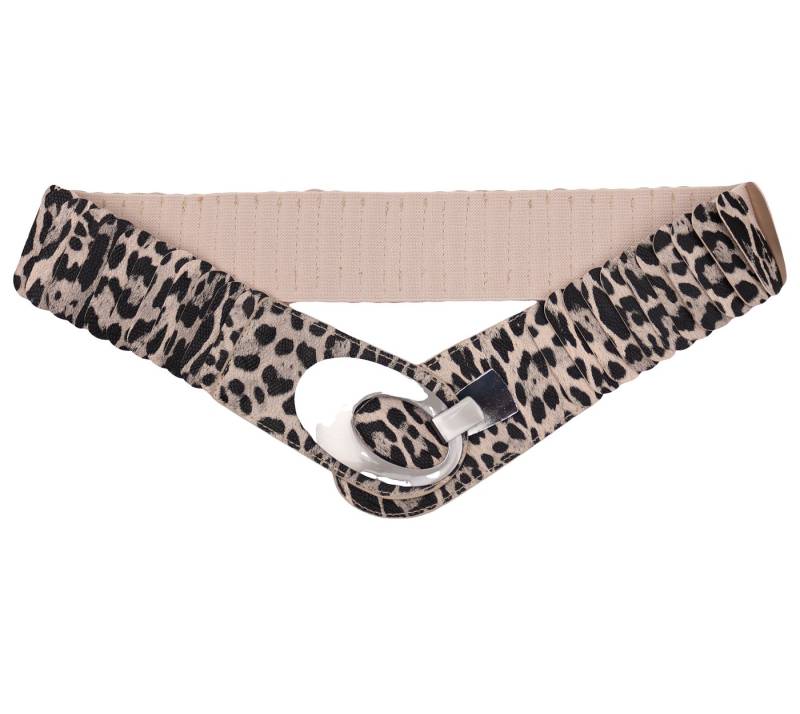 MIRROSI Taillengürtel Leo Unifarbe breit 6cm für Taillenumfang 85 bis 110cm, ONESIZE (Angenehmes Tragesgefühl, Leopard Muster, Unifarben) Breiter Stretch Gürtel von MIRROSI
