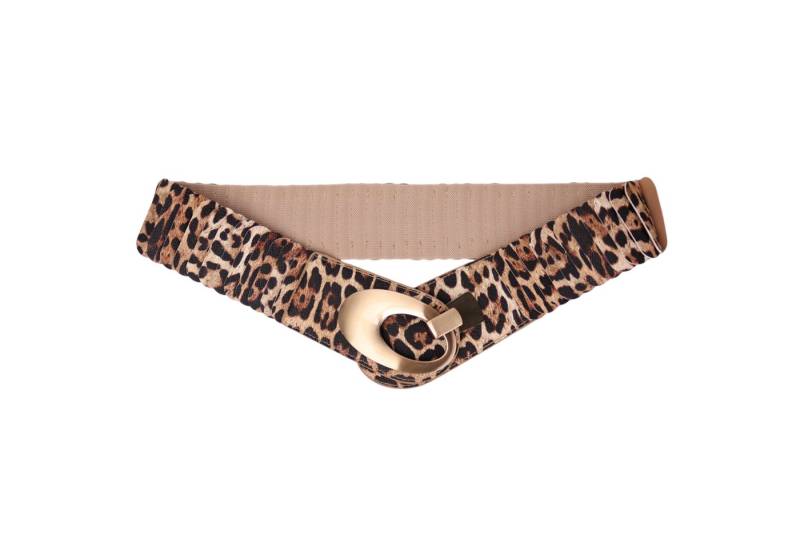 MIRROSI Taillengürtel Leo Unifarbe breit 6cm für Taillenumfang 85 bis 110cm, ONESIZE (Angenehmes Tragesgefühl, Leopard Muster, Unifarben) Breiter Stretch Gürtel von MIRROSI