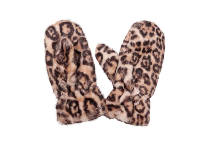 MIRROSI Thermohandschuhe Damen Handschuhe Fausthandschuhe aus Kunstfell (Einheitsgröße) Leo Muster,sehr weich und warm ideal für Herbst oder Winter von MIRROSI