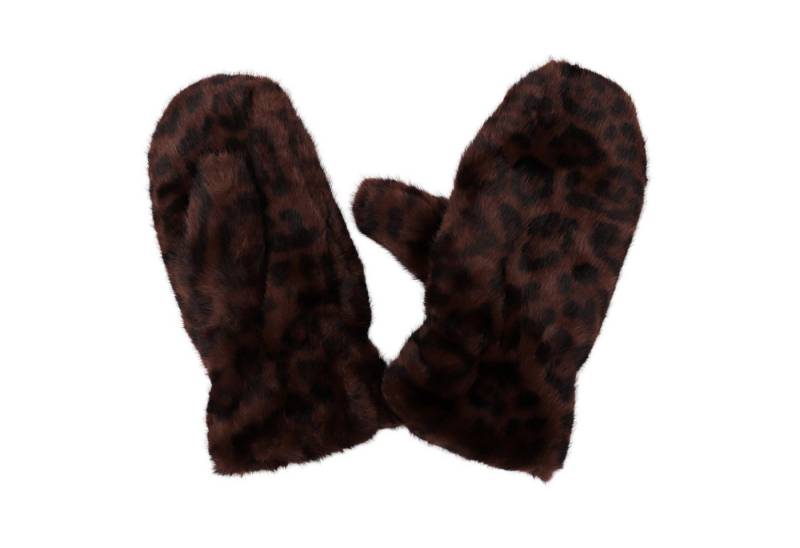 MIRROSI Thermohandschuhe Damen Handschuhe Fausthandschuhe aus Kunstfell (Einheitsgröße) Leo Muster,sehr weich und warm ideal für Herbst oder Winter von MIRROSI