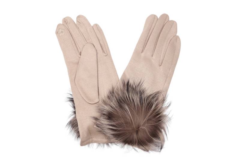 MIRROSI Thermohandschuhe Damen Touchscreen Handschuhe gefüttert Warm ONESIZE (mit verspieltem Bommel) aus Stoff sehr weich und warm ideal für Herbst oder Winter von MIRROSI