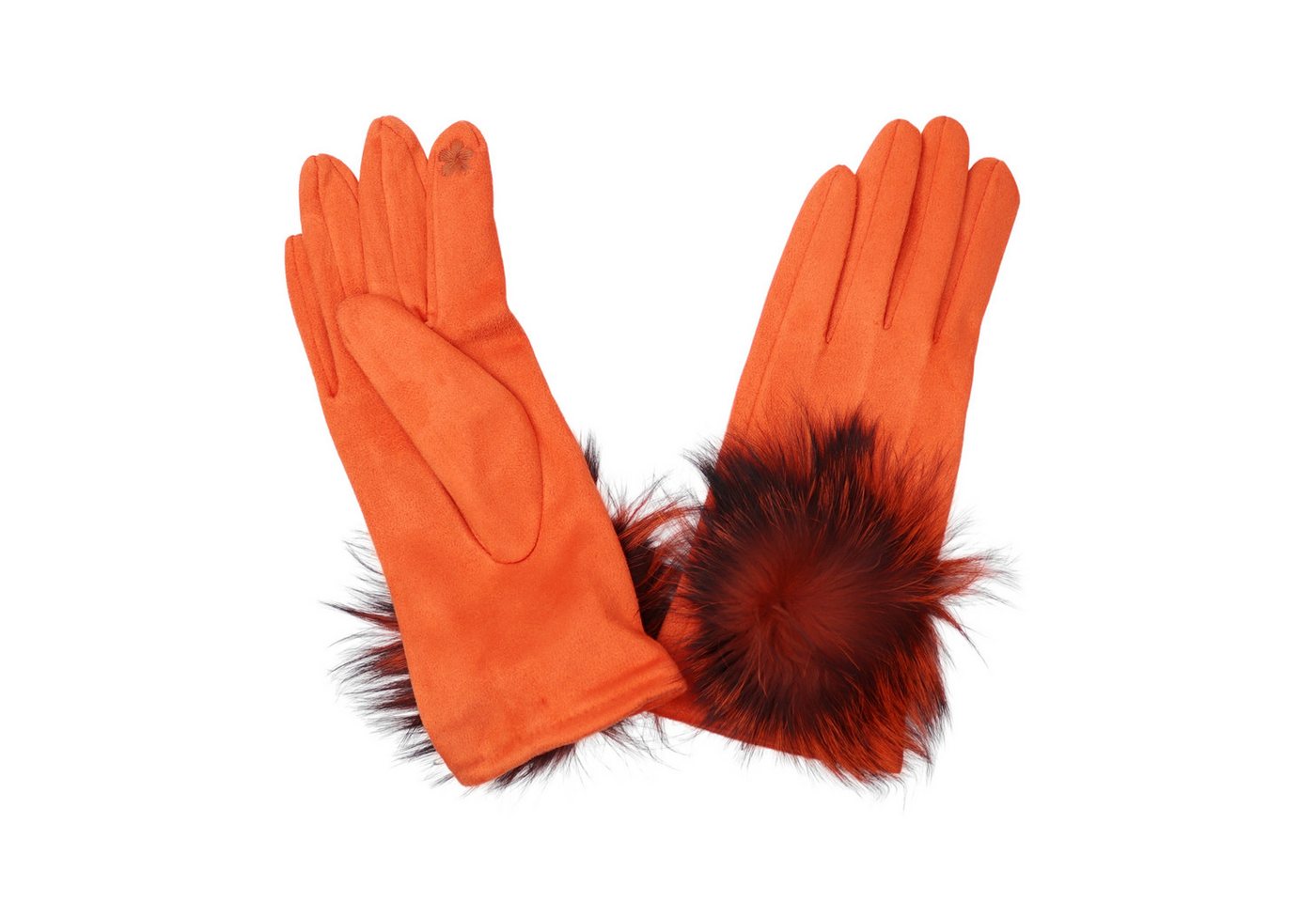 MIRROSI Thermohandschuhe Damen Touchscreen Handschuhe gefüttert Warm ONESIZE (mit verspieltem Bommel) aus Stoff sehr weich und warm ideal für Herbst oder Winter von MIRROSI