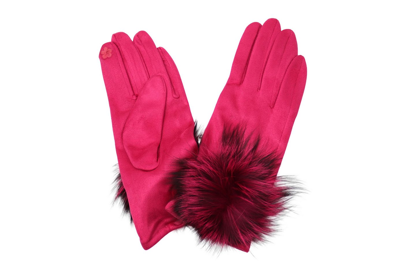 MIRROSI Thermohandschuhe Damen Touchscreen Handschuhe gefüttert Warm ONESIZE (mit verspieltem Bommel) aus Stoff sehr weich und warm ideal für Herbst oder Winter von MIRROSI