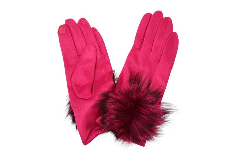 MIRROSI Thermohandschuhe Damen Touchscreen Handschuhe gefüttert Warm ONESIZE (mit verspieltem Bommel) aus Stoff sehr weich und warm ideal für Herbst oder Winter von MIRROSI