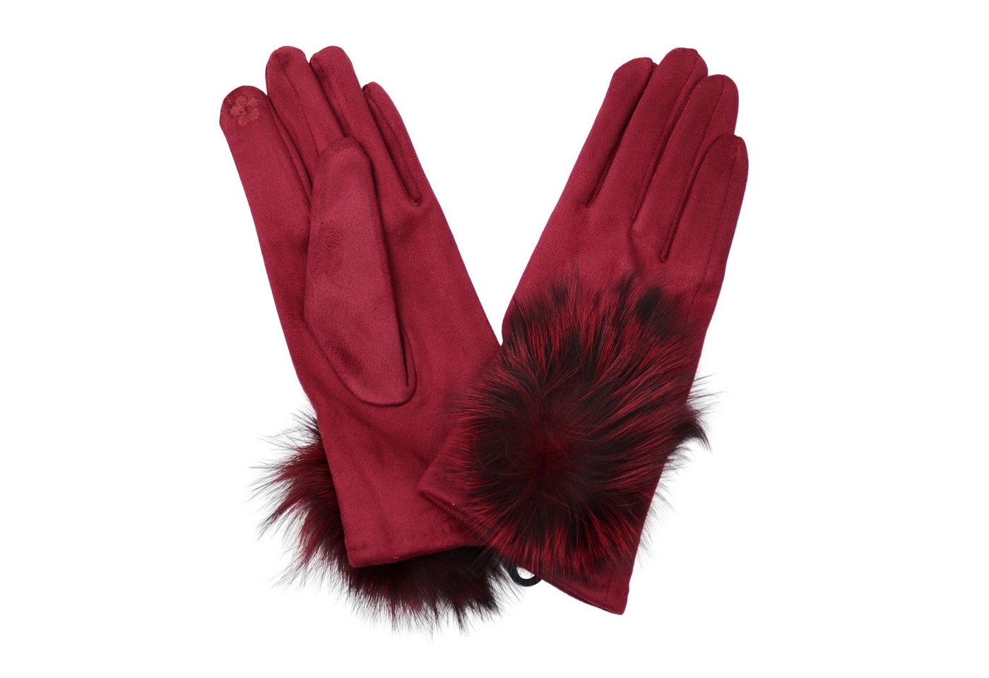 MIRROSI Thermohandschuhe Damen Touchscreen Handschuhe gefüttert Warm ONESIZE (mit verspieltem Bommel) aus Stoff sehr weich und warm ideal für Herbst oder Winter von MIRROSI