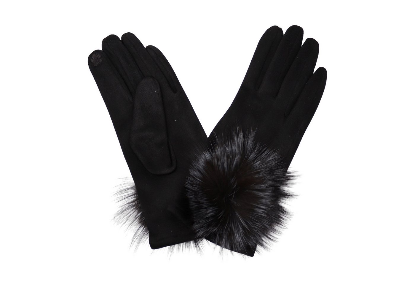 MIRROSI Thermohandschuhe Damen Touchscreen Handschuhe gefüttert Warm ONESIZE (mit verspieltem Bommel) aus Stoff sehr weich und warm ideal für Herbst oder Winter von MIRROSI