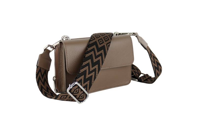 MIRROSI Umhängetasche 2-in-1 Design aus Echtleder, made in Italy (Schultertasche für jeden Anlass (1 Tasche & 2 Gurte), (19x13x6cm), Crossbody Bag), Kombinierte Geldbörse und kleine Tasche von Mirrosi