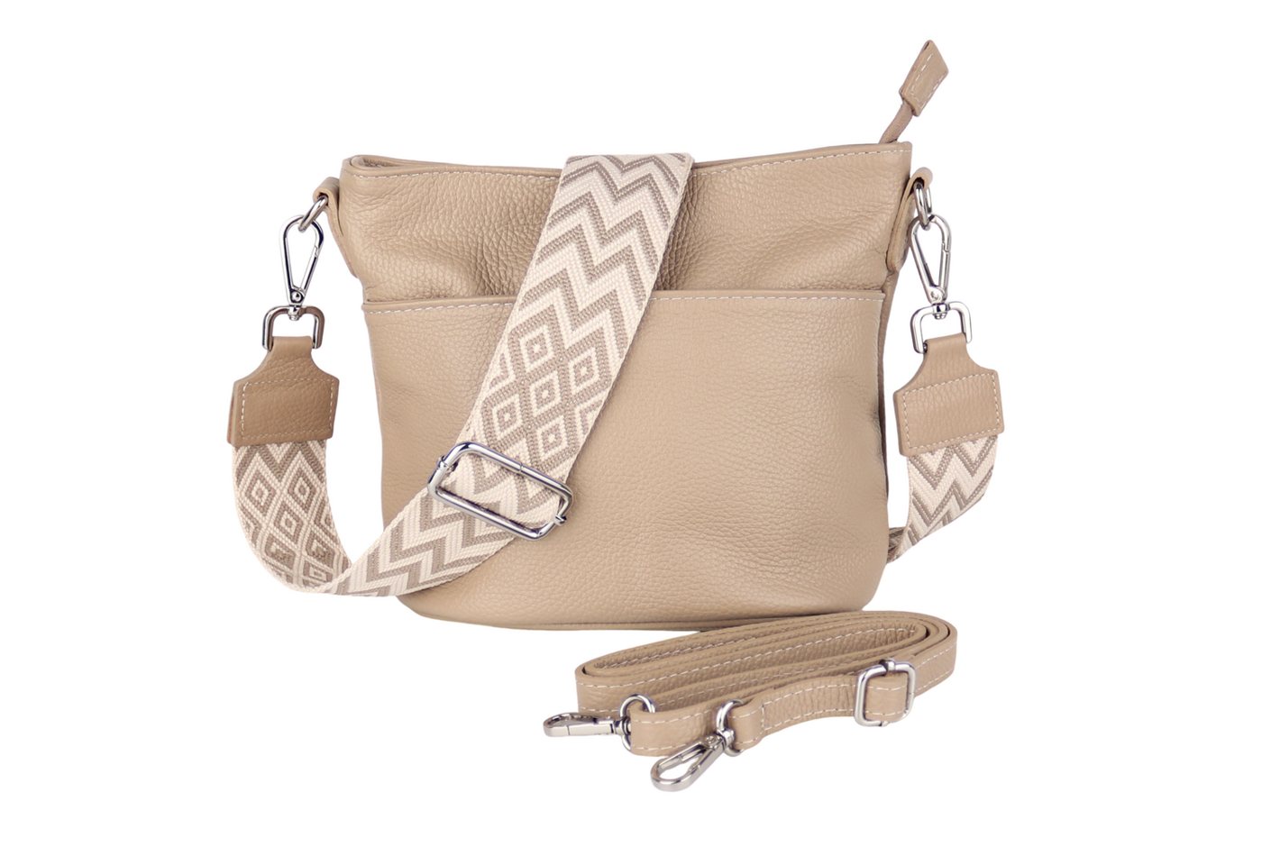 MIRROSI Umhängetasche Damen, Crossbody Bag, Echtleder Made in Italy (1 Tasche 2 Gurte oder Basic Version 1 Tasche 1 Gurt), 24x18x12cm (BXHXT) von MIRROSI