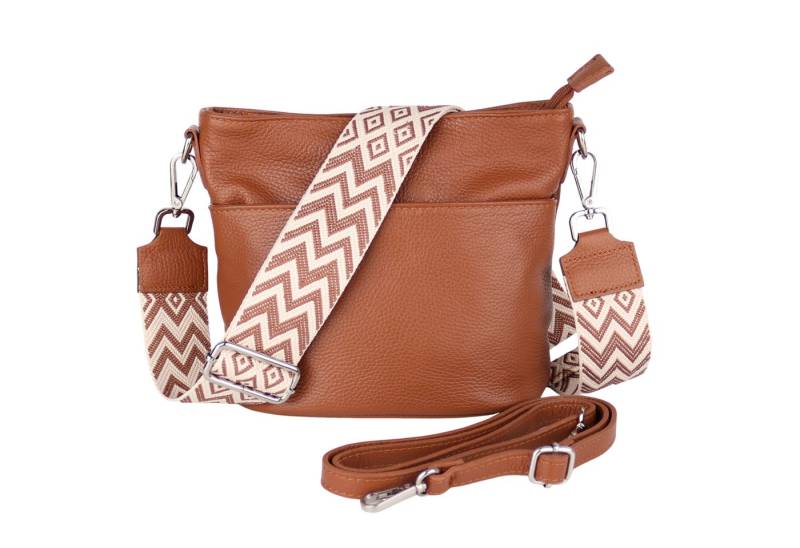 MIRROSI Umhängetasche Damen, Crossbody Bag, Echtleder Made in Italy (1 Tasche 2 Gurte oder Basic Version 1 Tasche 1 Gurt), 24x18x12cm (BXHXT) von MIRROSI