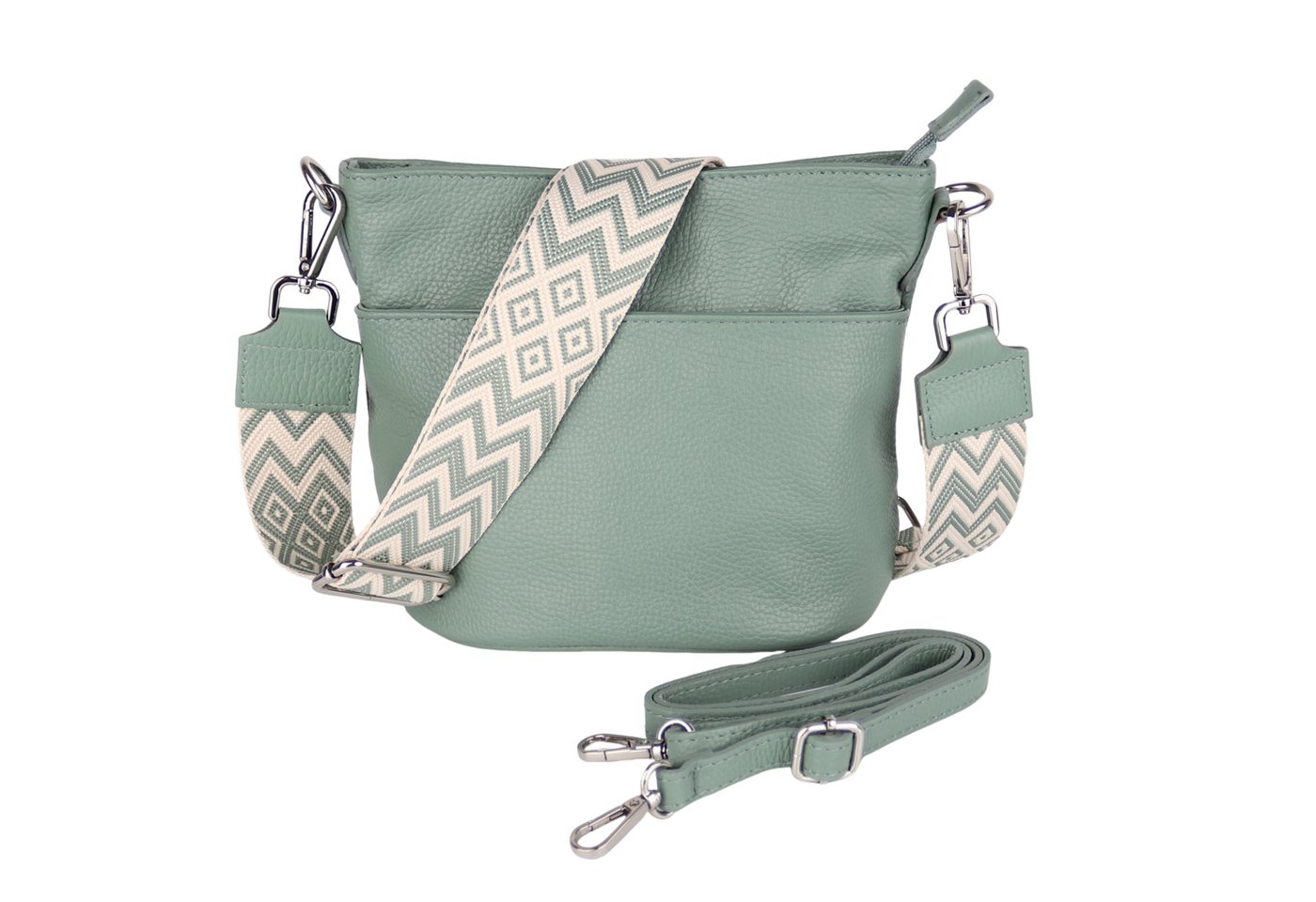 MIRROSI Umhängetasche Damen, Crossbody Bag, Echtleder Made in Italy (1 Tasche 2 Gurte oder Basic Version 1 Tasche 1 Gurt), 24x18x12cm (BXHXT) von MIRROSI