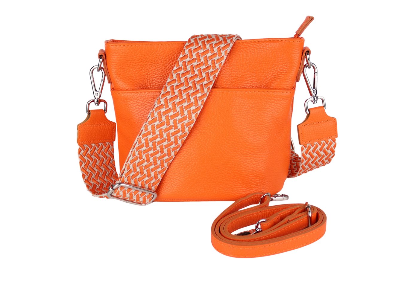 MIRROSI Umhängetasche Damen, Crossbody Bag, Echtleder Made in Italy (1 Tasche 2 Gurte oder Basic Version 1 Tasche 1 Gurt), 24x18x12cm (BXHXT) von MIRROSI