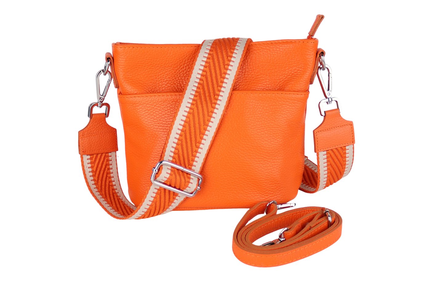 MIRROSI Umhängetasche Damen, Crossbody Bag, Echtleder Made in Italy (1 Tasche 2 Gurte oder Basic Version 1 Tasche 1 Gurt), 24x18x12cm (BXHXT) von MIRROSI