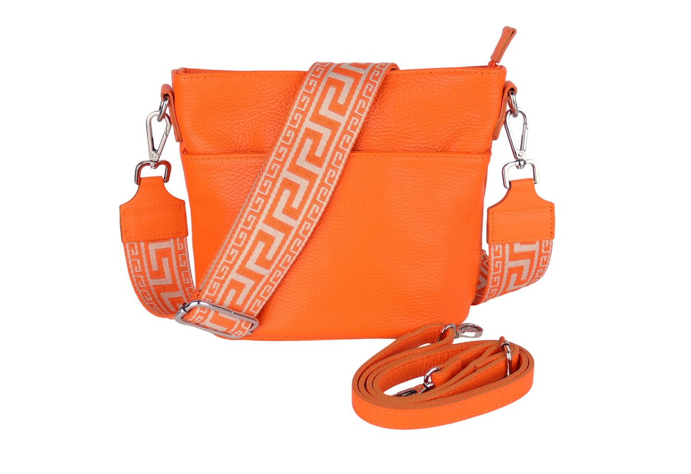 MIRROSI Umhängetasche Damen, Crossbody Bag, Echtleder Made in Italy (1 Tasche 2 Gurte oder Basic Version 1 Tasche 1 Gurt), 24x18x12cm (BXHXT) von MIRROSI