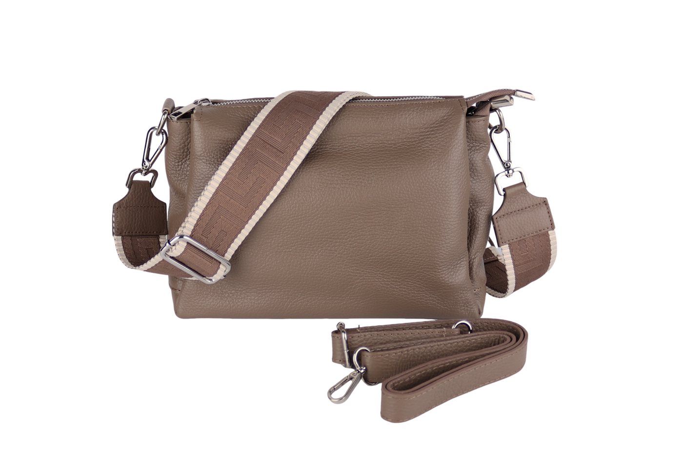MIRROSI Umhängetasche Damen, Crossbody Bag, Echtleder Made in Italy (1 Tasche 2 Gurte oder Basic Version 1 Tasche 1 Gurt), 26x20x9cm (BXHXT) von MIRROSI