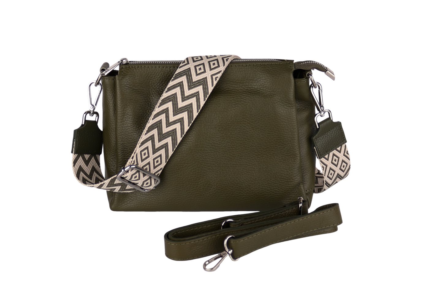 MIRROSI Umhängetasche Damen, Crossbody Bag, Echtleder Made in Italy (1 Tasche 2 Gurte oder Basic Version 1 Tasche 1 Gurt), 26x20x9cm (BXHXT) von MIRROSI
